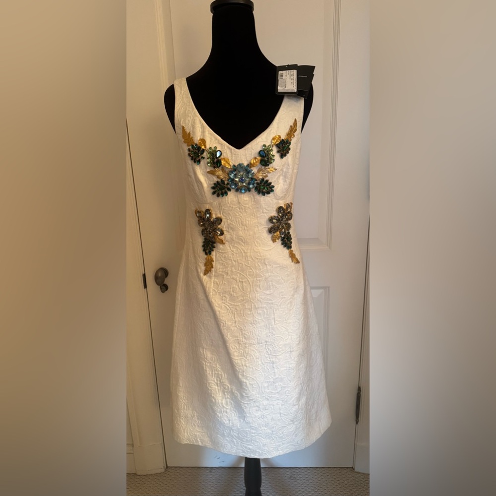 Dolce & Gabbana White Crystal Embroidered Dress - New with Tags - Free Shipping
